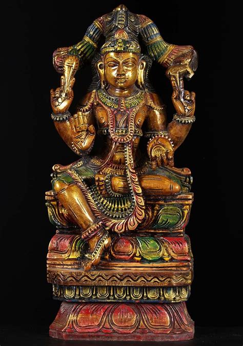 Wood Shiva Seated Statue 25" (#76w1d): Hindu Gods & Buddha Statues