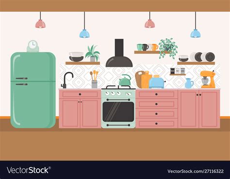 Kitchen interior Royalty Free Vector Image - VectorStock