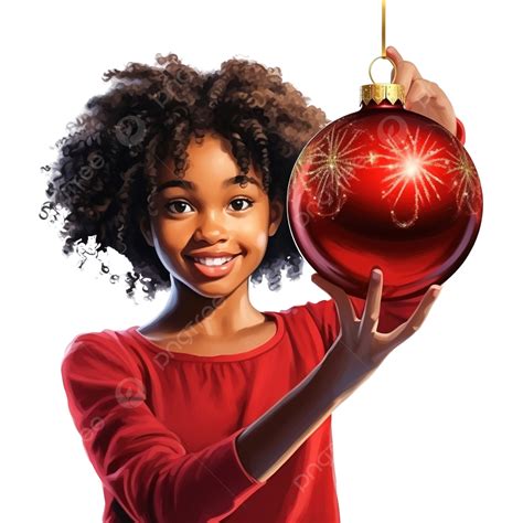 Colored Girl Holding Holiday Bauble Hanging From Christmas Tree, White Christmas Tree, Christmas ...