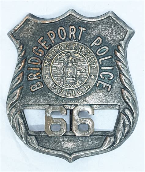 Great Old 1930s Bridgeport Connecticut Police Badge in Silver Plated ...