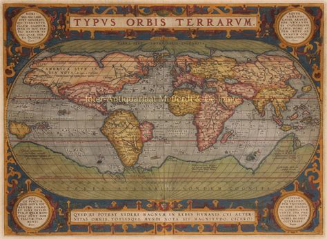 original 16th century world map Ortelius antique engraving