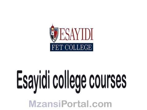 Esayidi college Courses 2022 - Esayidi TVET College offered Courses