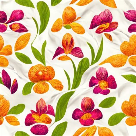 Premium Photo | Vibrant blend of orange and pink floral patterns on a pristine white background ...