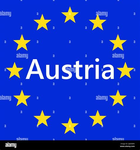 Flag of European Union with Austria. EU Flag. Country border sign of the of Austria. Vector ...