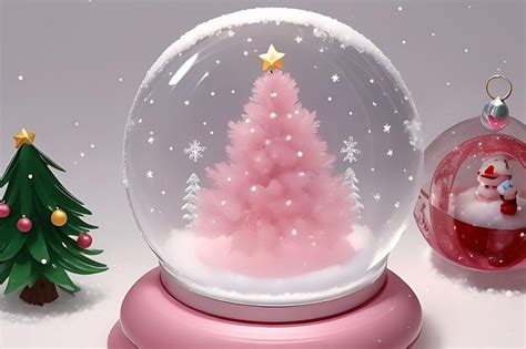 Premium AI Image | cute pink tree inside a snow glove