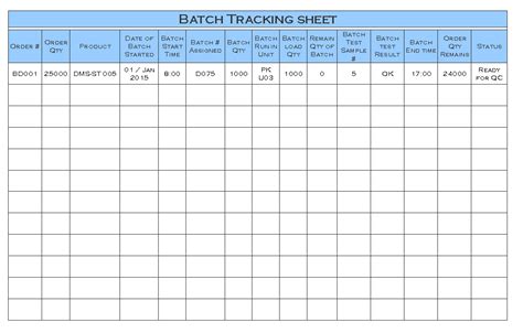 Batch Record Template | TUTORE.ORG - Master of Documents