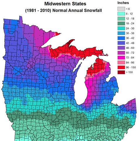 Us Average Snowfall Map