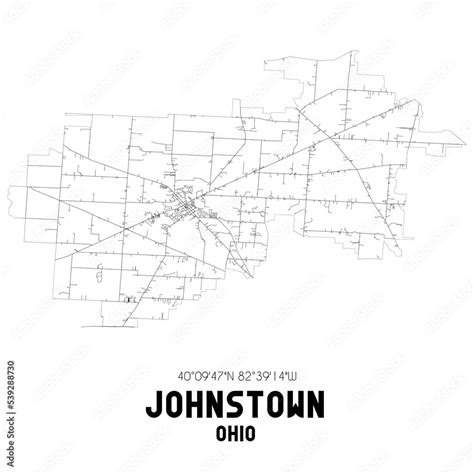 Johnstown Ohio. US street map with black and white lines. Stock Illustration | Adobe Stock