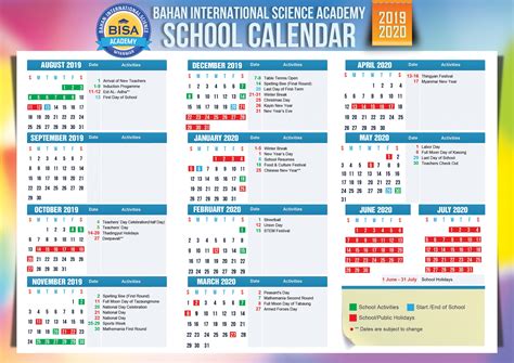 Bahan International Science Academy: School Calendar - BFI Education ...