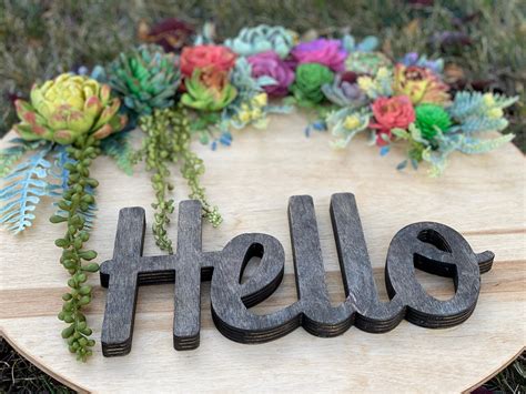 Hello Sign With Succulents Wood Flower Succulents Succulent | Etsy