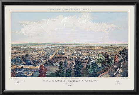 Hamilton Ontario Canada 1854 Restored Map | Vintage City Maps