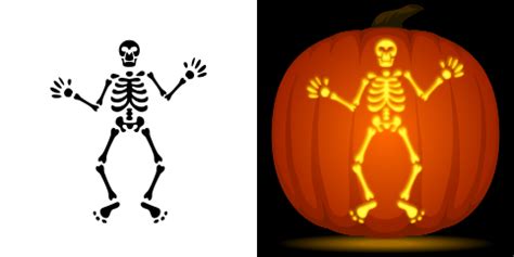 Skeleton pumpkin carving stencil. Free PDF pattern to download and print at http ...