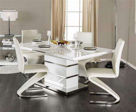 Veronica Extendable Dining Table w/Four Chairs- White - Black