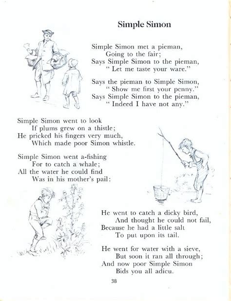 Simple Simon - Nursery Rhyme with black and white book illustration by Margaret W. Tarrant (1888 ...