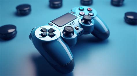 Blue Buttons Playstation Controller Is Sitting On A Table With ...