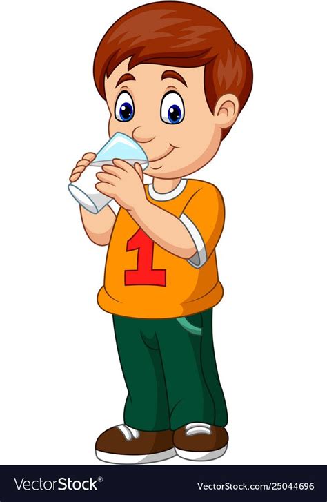 Cartoon boy drinking milk vector image on VectorStock | Cartoon, Cartoon boy, Verbs for kids