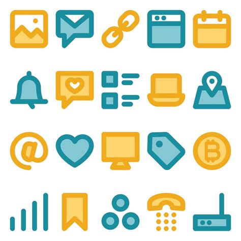 Filled color outline icons for Social media. 16833312 Vector Art at ...