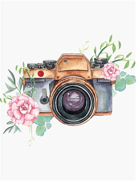 Watercolor camera, watercolor flowers, photographer gift, photography ...