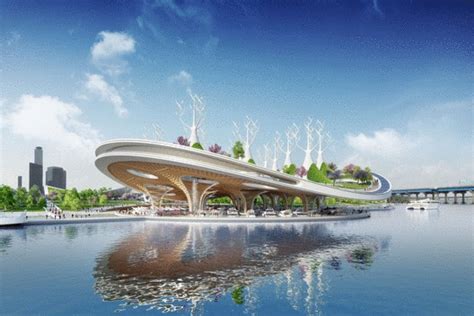 Vincent Callebaut Imagines Hyperbolic Shaped Forest Suspended Over River in Seoul | Water ...