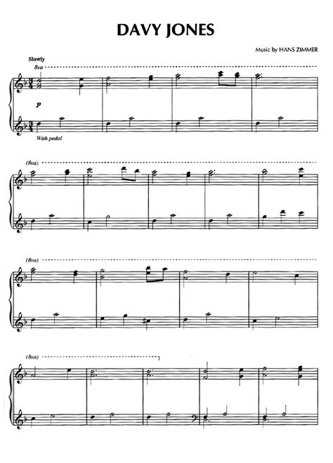 DAVY JONES'S THEME Piano Sheet music | Easy Sheet Music