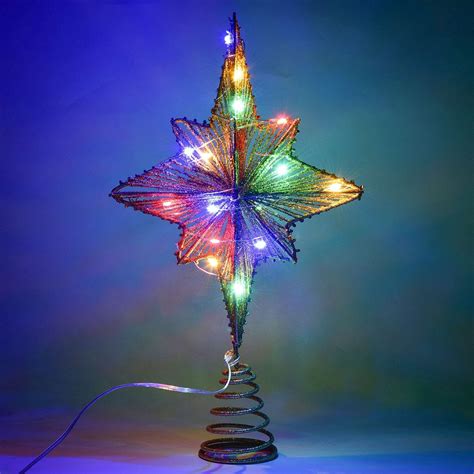 Buy Wofair Glittered Christmas Star Treetop 13Inch x 8.2inch,Lighted ...