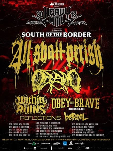 All Shall Perish, Oceano, Within The Ruins, Obey The Brave and more announce tour