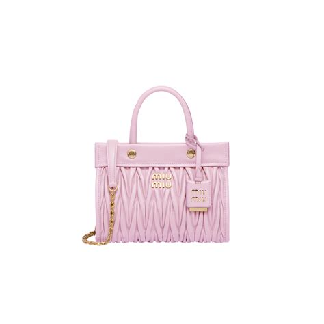 Matelassé nappa leather bag Alabaster pink | Miu Miu