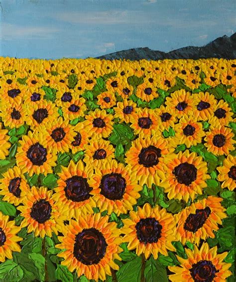 Sunflower Field Painting by Amita Dand | Saatchi Art