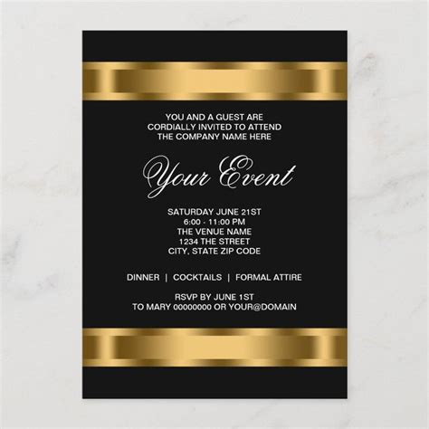 Black Gold Black Tie Corporate Party Invitation | Zazzle | Corporate party invitation, Corporate ...