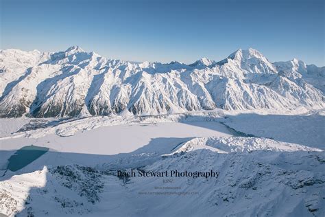 Tasman Lake Winter Aerial with Mount Cook | New Zealand Landscape ...