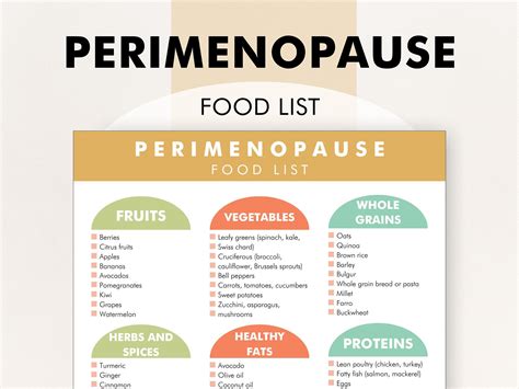 Perimenopause Diet Food List, Perimenopause Friendly Diet List, Foods ...