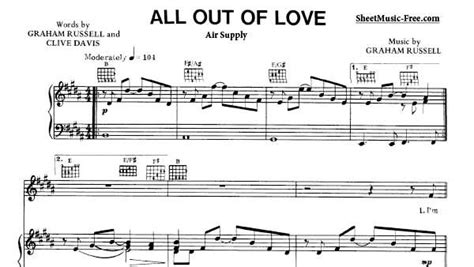 All Out Of Love Sheet Music Air Supply Download All Out Of Love Piano ...