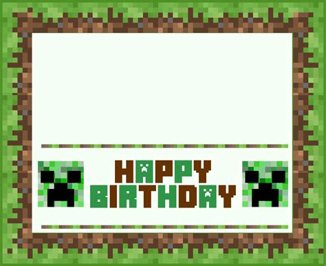 Minecraft Birthday Card Printable