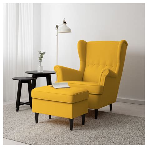 STRANDMON Skiftebo yellow, Footstool - IKEA | Comfy chairs, Ikea strandmon, Furniture