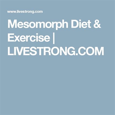 the text mesmorph diet and exercise i livestrong com