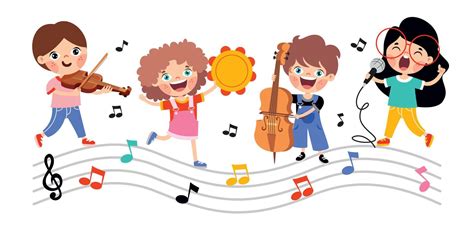 Funny Cartoon Kids Playing Music 13474331 Vector Art at Vecteezy