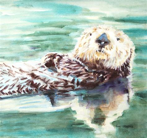 Sea Otter Pacific Ocean Wildlife Painting Original Watercolor | Etsy