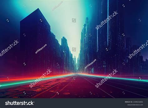 Abtract Colorful Futuristic Night City Background Stock Illustration 2199216401 | Shutterstock