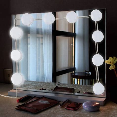 Portable 10 Led Vanity Makeup Mirror Lights Kit With Dimmable Light ...