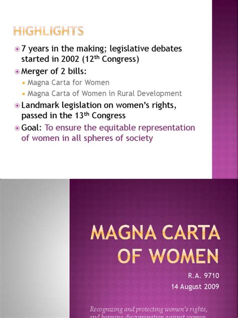 Rights of Filipino Women: A Summary of the Magna Carta of Women Law | PDF | Women's Rights ...