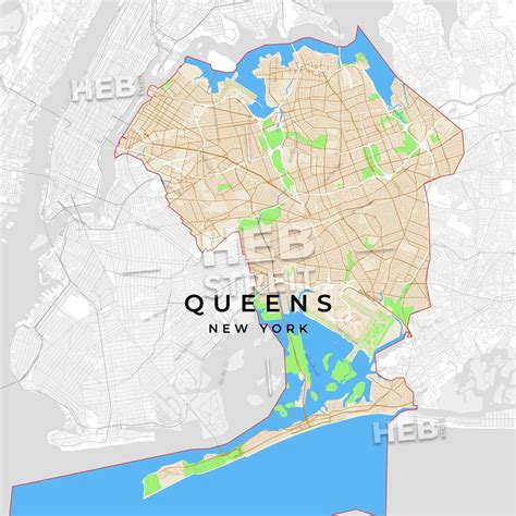 Vector map of Queens, New York, USA - HEBSTREITS