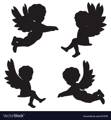 Silhouettes angels Royalty Free Vector Image - VectorStock