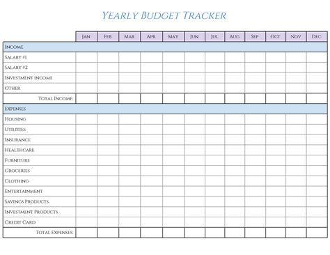 Free, downloadable yearly budget worksheet in printable PDF ...