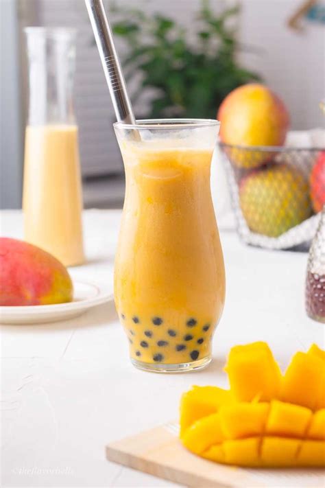 Mango Bubble Tea: Homemade Mango Milk Tea - The Flavor Bells