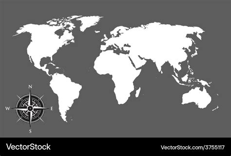 World map and compass Royalty Free Vector Image