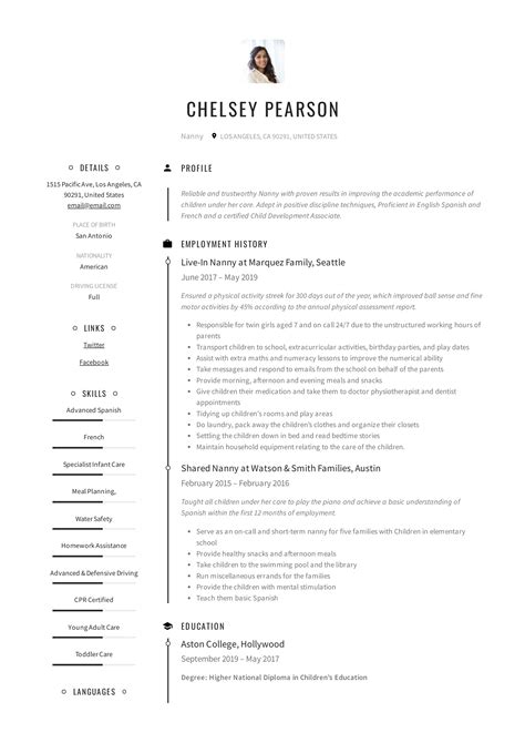 Nanny Resume & Writing Guide | +12 TEMPLATE SAMPLES | PDF