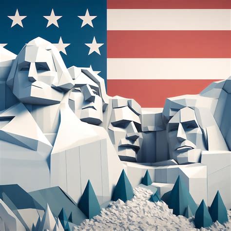 Premium AI Image | Mount Rushmore National Memorial in Origami Style