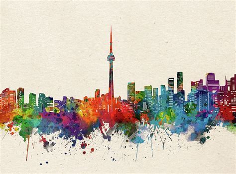 Toronto Skyline Watercolor Digital Art by Bekim M - Pixels