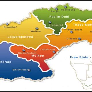 Map of the Free State Province showing its districts and the study ...