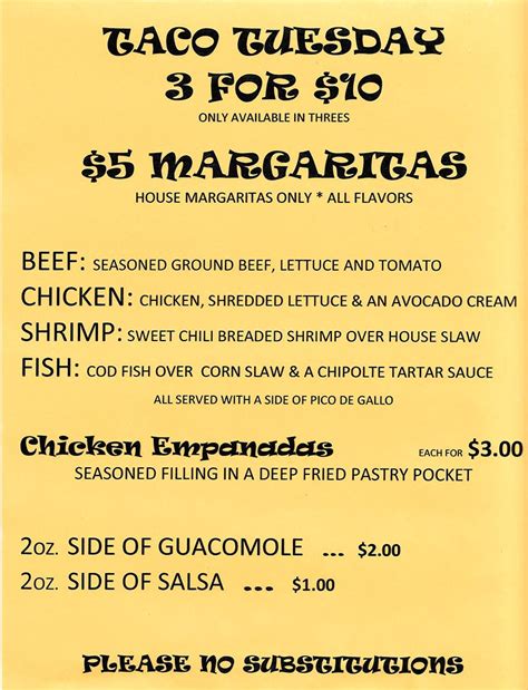 Taco Tuesday Menu – McCarthy's Grill House